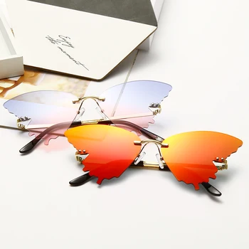 Brändi Disaini Mood Cat Eye Päikeseprillid Naistele Rimless Metallist päikeseprillid Peegel päikeseprillide läätsesid UV400 Tooni Prillid Oculos de sol