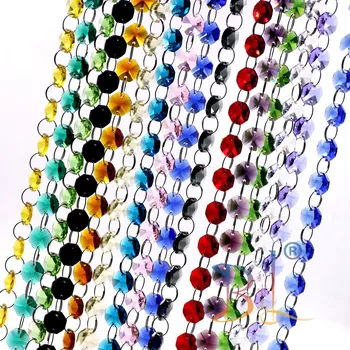 Camal 1m/3.3 ft Värviline Kristall 14mm Kaheksanurkne Helmed String Suunda Vanik Lühter Lamp Kardin Sünnipäeva, Pulmapidu Osad