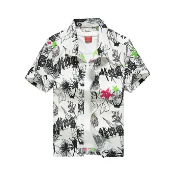 Casual Meeste Lühikesed Varrukad Beach Havai Särk Troopiline Suvi Printimise Nupp Alla Särgid Meestele Pluss Suurus S-5XL camisa masculina
