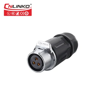 CNLINKO LP20 seeria 3 Pin Veekindel Ümmarguse must pistik M20 in-line-kaabli ühenduspesa Väljas Power Veekindel IP67 AC Connector