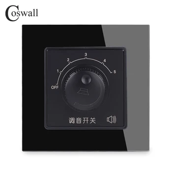 COSWALL 5 Käiku Helitugevuse Reguleerimine Seina Tuuning Lüliti Tulekahju Kontrolli Crystal Glass Panel C1 Seeria Must-Valge Kuld