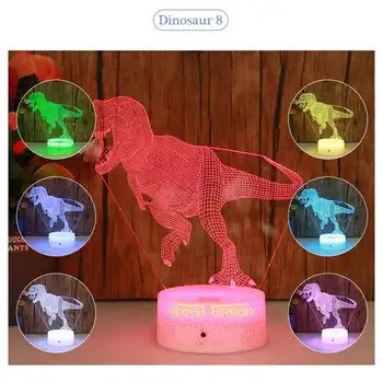 Dinosaurus 3D LED Lambi Illusioon 3D Optical Illusion Tuled 7 värv, Kirjud USB Kodu Kaunistamiseks Värv Muutlik Lamp poistele