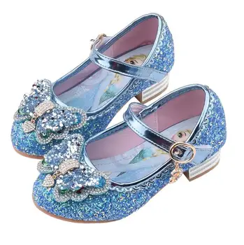 Disney tüdruk princess kingad kevadel ja sügisel tüdrukud pehme põhjaga korter kingad mood elsa Külmutatud kingad lapsed kristall kingad