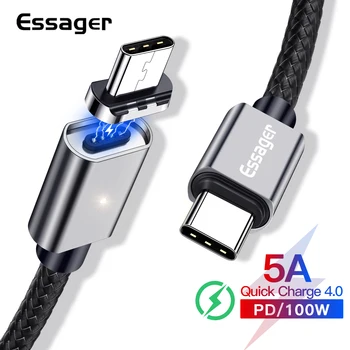 Essager 5A Magnet-USB-C-Tüüpi USB-C Kaabel MacBook Pro 100W PD USB-C Type-C-Juhe Samsung Xiaomi mi 10 Magnetiga Laadija