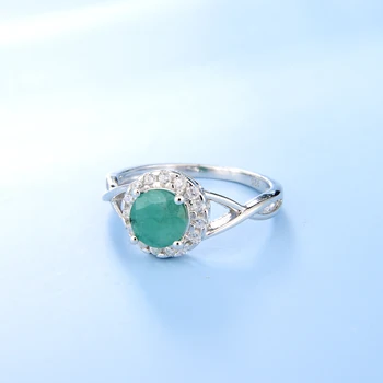 GEM BALLETT 925 Sterling Hõbe Kalliskivi Ring Looduslik Ring Roheline Emerald Halo Antiikmööbel Rõngad Naiste Birthstone Trahvi Ehteid