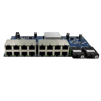 Gigabit Ethernet switch Fiber Optiline Media Converter ühemoodilisi 16 RJ45 2 KS-sse, kiu-Port 10/100/1000M