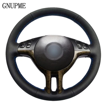 GNUPME Kvaliteedi Käsitsi õmmeldud Musta Kunstlik Nahk Auto Rooli Kate BMW E39 E46 325i E53 X5