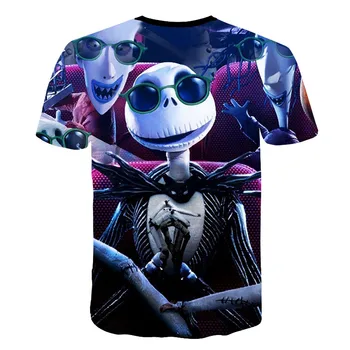 Halloween Trükitud 3D Lühikesed Varrukad Tshirt Nightmare Enne Jõule Cosplay T-Särk Jack Ja Sally Slim Disain Mood Tops