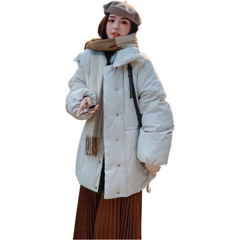 Han väljaanne lühike sulejope film uus talve mood naiste leiba teeninud paks puuvillane polsterdatud riided jakid mantel