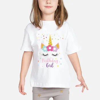 Happy Birthday Girl Ükssarvik Cartoon Print T-särk Lastele, Suvel Lühikesed Varrukad Topid Lastele Naljakas Esitada Baby T-Särk