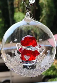 High-end Crystal Jõuluvana Kujukeste Miniatuuri Ornament Klaas Lumememm Craft Xmas Decor Auto rippus Decor Kodus Decor Lapsed kingitus