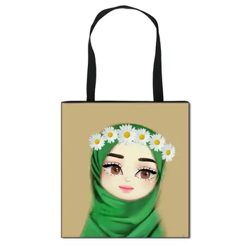 Hijab Nägu Moslemi Vabaaja Totes Kott Islami Gril Naiste käekott Lõuend õlakott, Daamid kandekotid reisikotid