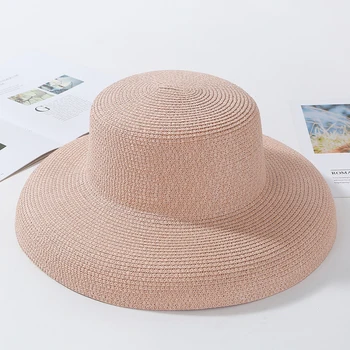 HT2303 2020. aasta Uus Suvine Päike Mütsid Daamid Tahke Plain Elegantne Lai Nokk Müts Naiste Ring Top Panama Floppy Õled Beach Naiste Müts