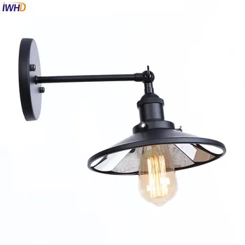 IWHD Peegel Vintage Seina Lamp LED Edison elutuba Wandlamp Edison Loft Retro Must Seina Sconce Trepp Kerge Lamparas De Viilutatud