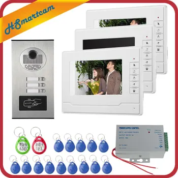 Juhtmega Kodu 7inch Värv Monitorid Korter Traadiga Video Ukse Telefon RFID-HID-Kaardi Audio-Visuaalne Intercom Süsteem