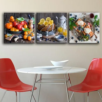 Kaasaegne Lõuend Art Puu-Kook Toidud, Plakatid 3 Tükki/Set Print Maali Köögi -, Kodu Kaunistamine Seina Pildid Söögituba