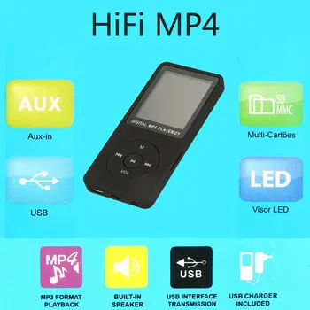 Kaasaskantav MP3/MP4 Kadudeta Heli Muusika Mängija koos bluetooth-FM, Diktofon toetust 32G mälukaart slim1.8inch puutenupud