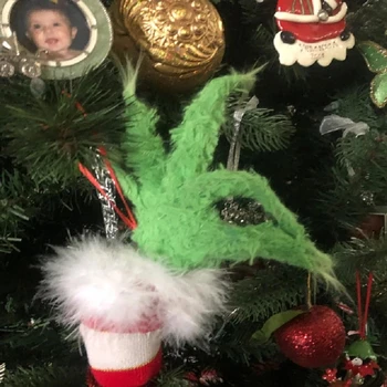 Karvane Roheline Grinch Käe Ornament Omanik Jõulupuu Jõulud Kodus Isiku MÄRGISTUSE@8