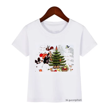 Kawaii lapsed tshirt armas Jõulud naljakas hamster prindi cartoon t-särk lastele uus mood tops poiss, tüdruk Harajuku valge poiste t-särk