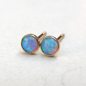 Klassikaline 4mm Väike Sinine Ring Opaal Kõrvarõngad Lihtne Kuld Kõrvarõngas Hõrk Naiste Ehted Aastapäeva Kingitus