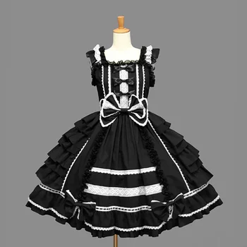 Klassikaline Lolita Kleit Tüdruk Naiste Kihiline Cosplay Kostüüm Puuvill Vintage Kleit Rtro Kleit Tüdruk 6 Värvid