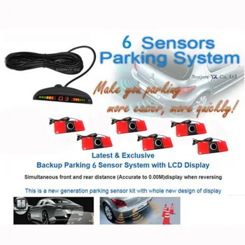 KOORINWOO Auto detektor Auto parkimise andurid 6 Ees ja taga Radarid Monitor LCD-Parktronic Parkimise Andurid bibi Alarm Buzzer AUTO
