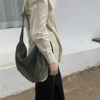 Korea Stiilis Lihtne Naiste Õlakott, Vabaaja Retro Matsakas Kott Suur Lukuga Lõuend Naine Messenger Bag Kott