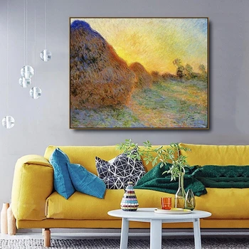 Kuiv Haystack poolt Monet Lõuend Maalikunsti Kalligraafia Plakat Pildid elutuba Maja Seina Art Maali Kodu Kaunistamiseks Pilt