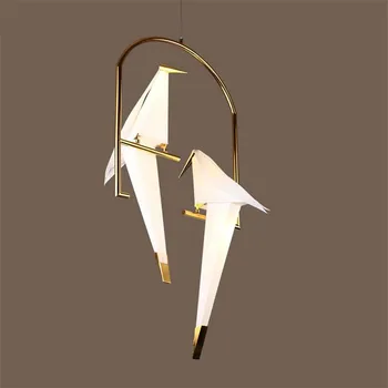 Kuld Linnu Puuri ripats Lamp elutuba, Magamistuba origami lind kerge Köök Söögituba Paber Maja Rippuvad Valgustusseadmete