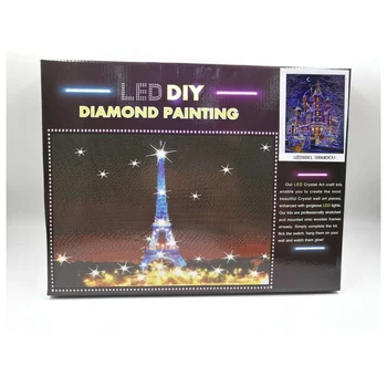 LED Full Ringi Puurida 5D DIY Diamond Maali 40x50cm Talv Talvel Lumi Maja eest Koju elutuba voodiga Tuba Teenetemärgi