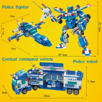 Linna Politsei Swat Meeskond Ehitaja Sõjalise Technic ehitusplokid Auto Deformeerumine Robot logoINGlys Playmobiled Mänguasi Lastele