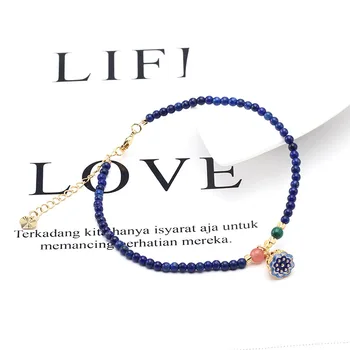 Looduslik Lapis Lazuli Anklet Naiste Mood Lihtne Crystal Ornament Naiste Granaat Lotus Anklet