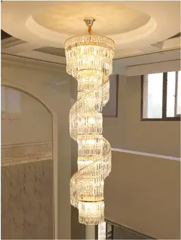 Luksus kristall lühter duplex hoone õõnes elutuba lamp suur lühter lihtne, kaasaegne villa hall lühter