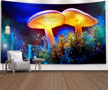 Läikiv maagilise seene seina riputamise hipi boho tapestry eest elutuba värvikas seene suured seina vaip, jooga tekk