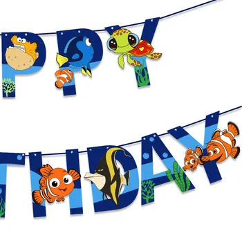 Mere all Teemastatud BirthdayParty Värske Värvi Troopilisi Kalu palju õnne Sünnipäevaks Banner Teenetemärgi