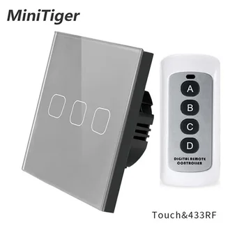 Minitiger EU/UK home valgustus 3 Gang RF433 puldiga Seina Touch Lüliti,Smart Home Wireless Remote Control Valguse Lüliti