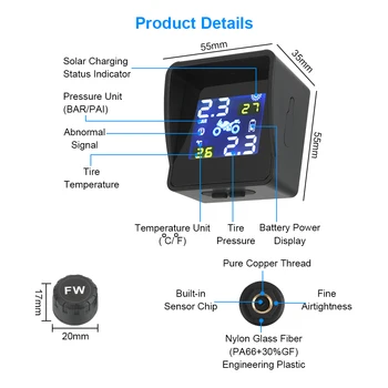 Moto rehvirõhu Rehvi Temperatuuri Jälgimise Alarm Süsteem Mootorratta TPMS Sisemine/Väline Andurid LCD Ekraan Solar Laadimine