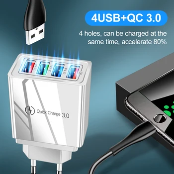 Multi-USB-Pistik ELI/USA Laadija Mobiilne Telefon Tasuta Kiire Adapter-4 Ports USB-Seina Laadija Kaasaskantav Laadimine Mitu USB-A