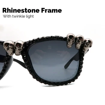 Naiste Gooti Black Cat Eye Kolju Päikeseprillid Rhinestone Uhke Cateye Daamid Ring Päikese Prillid Dropshipping Vintage Prillide