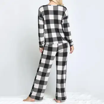 Naiste Pyjama Komplekt Kevad Sügis Pikad Varrukad Naiste Ruuduline Tracksuit Sobiks Nightwear Sleepwear Naine Sleepwear Kaks Tööd