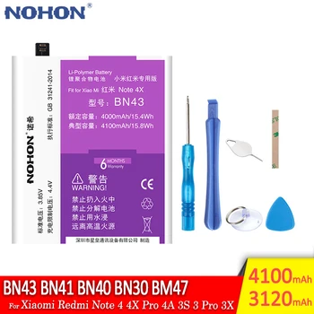 NOHON Aku BN43 BN41 BN40 BN30 BM47 Jaoks Xiaomi Redmi 4Pro 4A 4X 3X 3S 3 Märkus 4 4X Asendamine Telefoni Liitium-Polümeer Akud