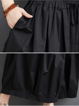 Oladivi Ülepaisutatud Pluss Suurus Naiste Suur Jalg Tasku Capris Lady Fashion Midi Pant Vabaaja Lahti Sirge Trouers Must, Khaki 4XL 5XL