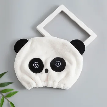 Panda Dušš Kork Armas Laps Kuivatage Juuksed Rätikuga Kuivatamisel Ultra-Pehme Ümmargune Juuksed Kuiv Müts Coral fleeceTowels Segast Cartoon Rätikud