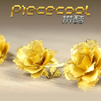 Piececool 3D Metallist Puzzle Mudel Golden Rose Lille DIY 3D Laser Cut panna Kokku Pusle Mänguasjad Töölaua Kaunistus KINGITUS Lastele