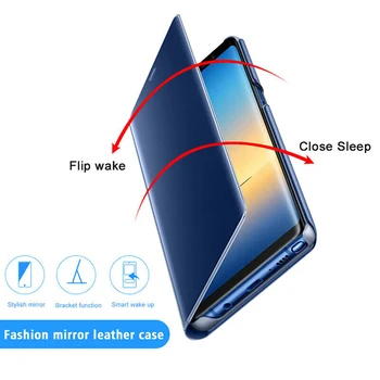 Plating Peegel Smart Flip Case for Xiaomi Redmi 7A Clear View Mobiiltelefoni tagakaas 360 Kaitsva Nahast Seista Coque Redmi7a