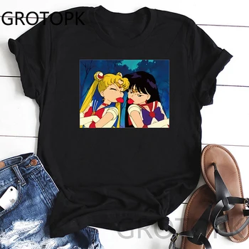 Sailor Moon Naljakas T-Särgid Naiste Suve Mood Prindi Tshirt Vabaaja Lühikesed Varrukad O-Kaelus T-Särk Top Tees Hulgimüük