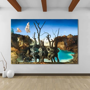 Salvador Dali Luiged, Kajastades Elevandid Lõuendile Maali Abstraktne ja Printida Plakateid Seina Art Pilt elutuba Decor Cuadros