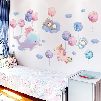 [SHIJUEHEZI] Multikas Loomade Seina Kleebised DIY Õhupallid Pilved Seinamaaling Kleebised Lapsed Tuppa Baby Magamistuba Lasteaed Maja Kaunistamine