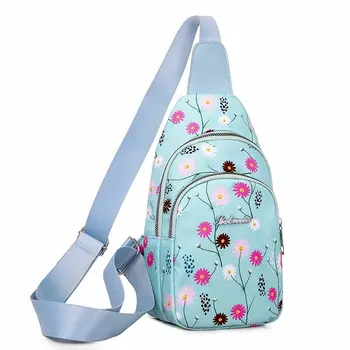 Sinise Õie Väljas Õla Rinna Pack Crossbody Kotid Naistele Tüdrukud Reisi Daypack, mille USB-Laadimine Sadamas Juhuslik Väike Kott