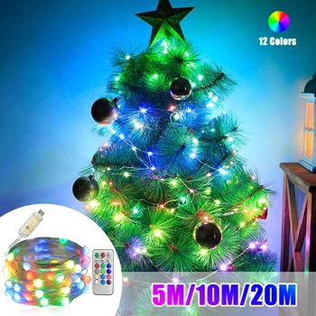 Smart RGB Jõulupuu Haldjas Kerge Vanik vasktraat String LED Valgus, kaugel Jõulud Pulmapidu Puhkus